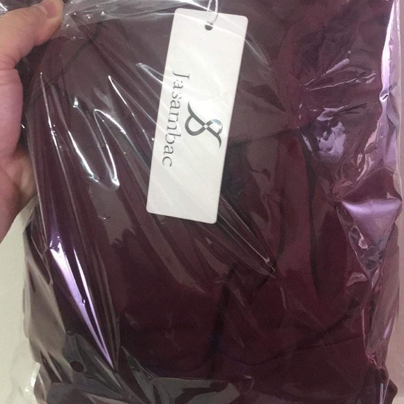 JASAMBAC Women's Off Shoulder High Low A Line Wedding Guest Party Cocktail Dress - Picture 4 of 4